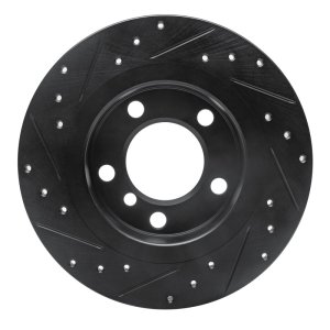 Mini Cooper Countryman Brake Rotor (1) - Rear Right - R1 Concepts - Drilled & Slotted - Black - `11-`16